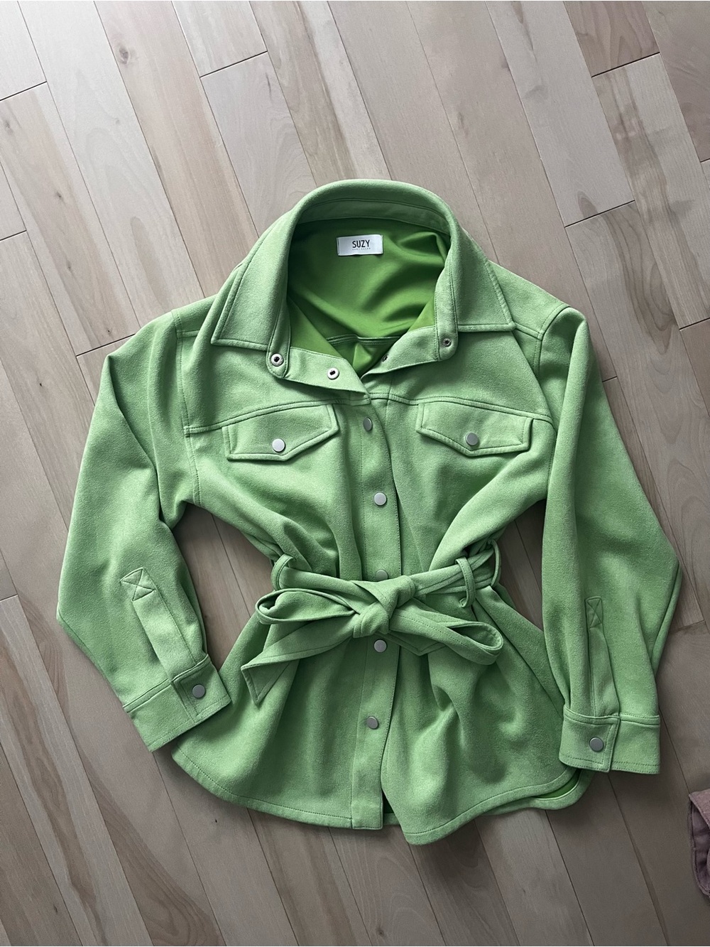 Suzy Shier Light Green Belted Utility Jacket